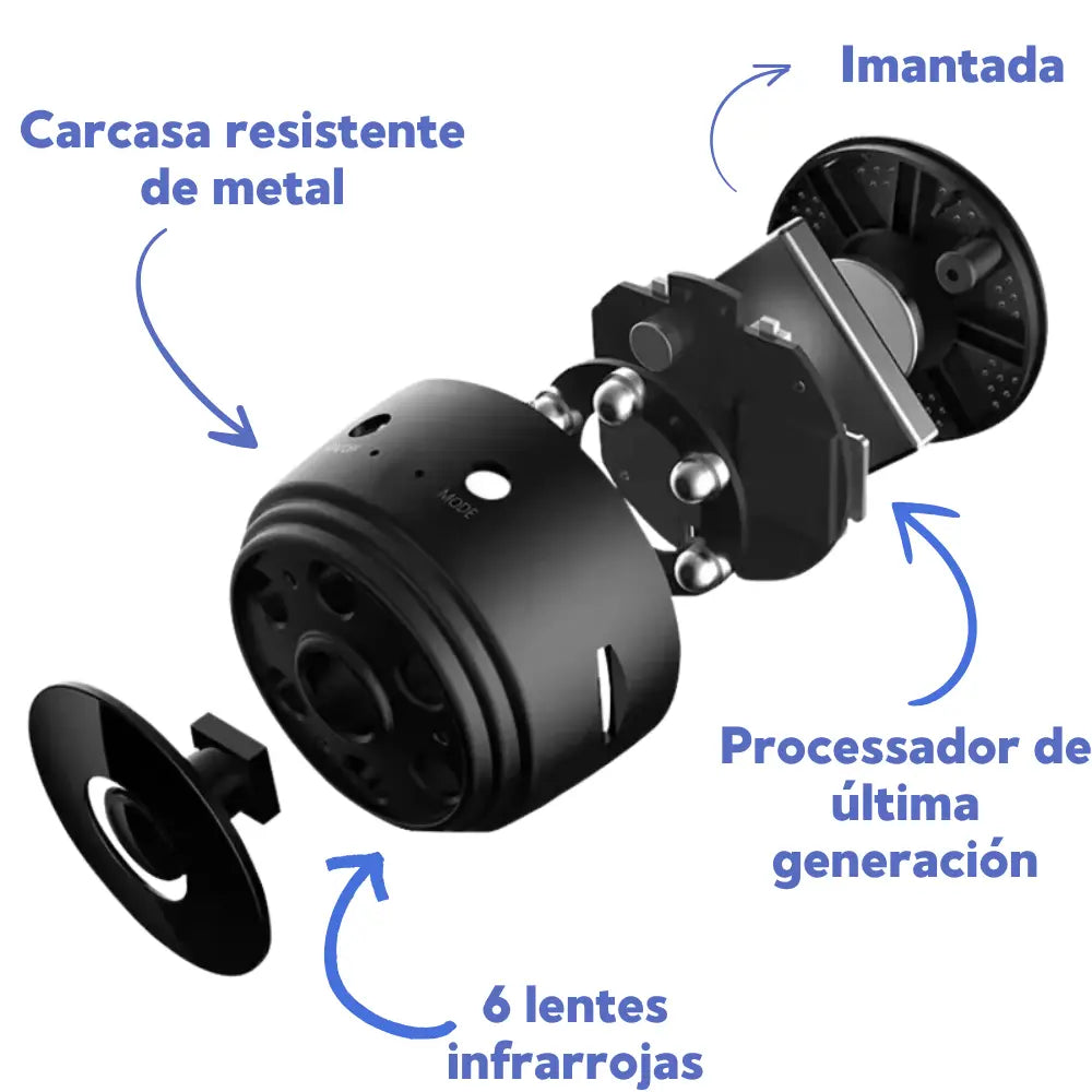 Carcasa resistente de metal, imantada, processador de última generación, 6 lentes infrarrojas